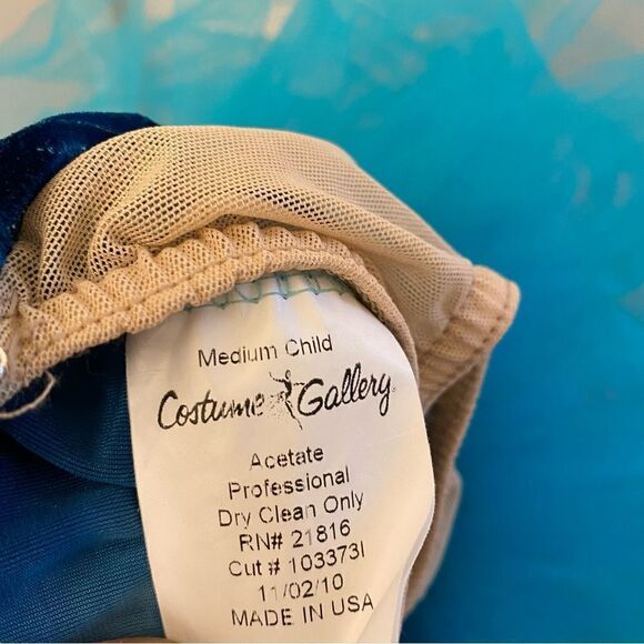 Costume Gallery Dance ballet tutu teal aqua blue velvet rhinestone mesh -MC - Picture 8 of 11